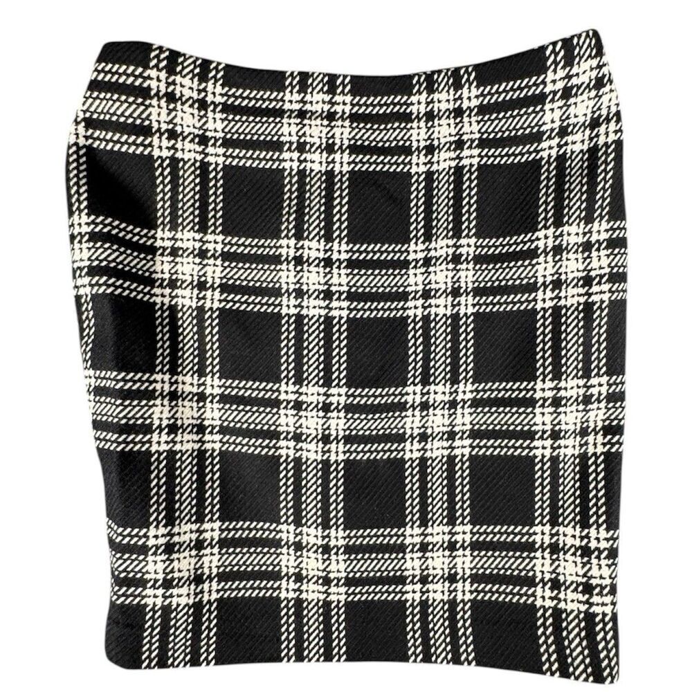 Talbots Sz 16 Womens Cream Black Watch Tartan Plaid Wool Blend Lined Skirt
